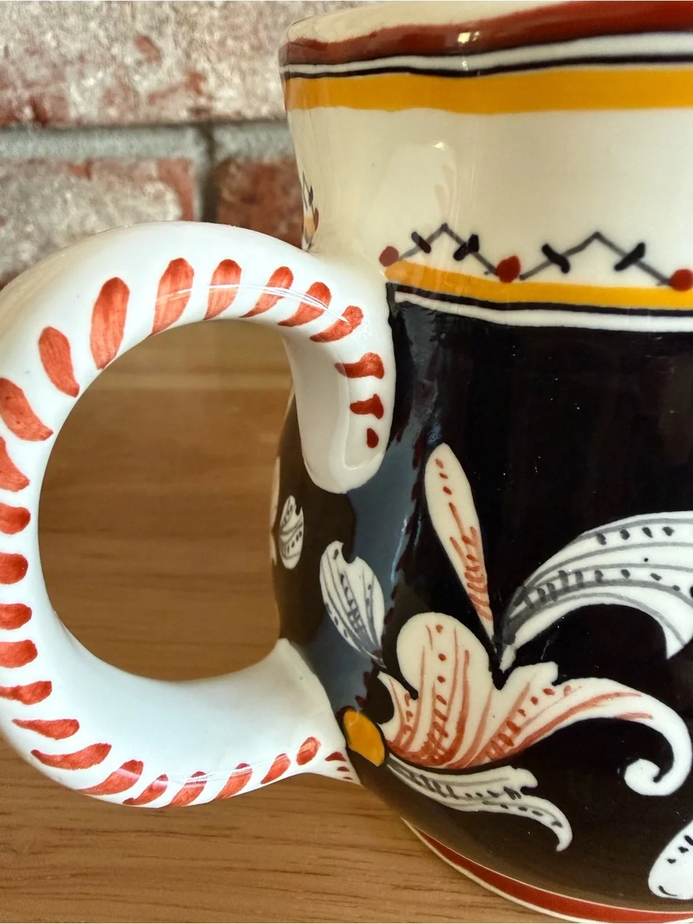 Sienna Italy Hand-Painted Ceramic Mug. Featuring white deer small chip